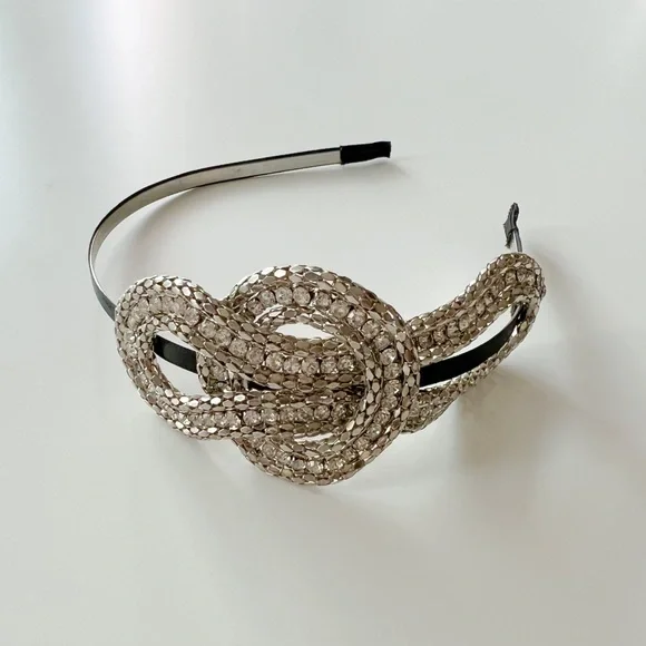Mesh Metal and Rhinestone Twist Headband - Picture 6 of 7